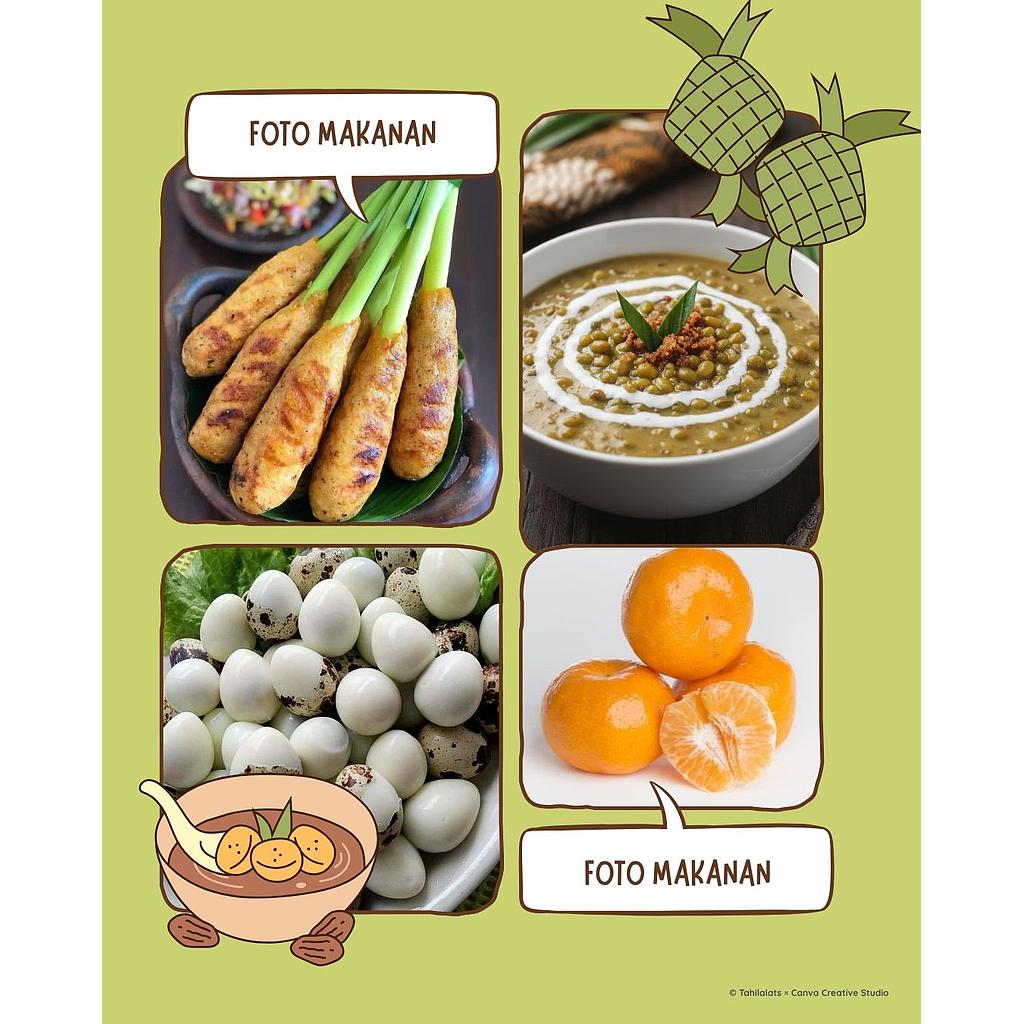 Menu Paket 2 Posyandu - Sate Lilit Ayam, Telur Puyuh, Bubur Kacang Hijau dan Buah
