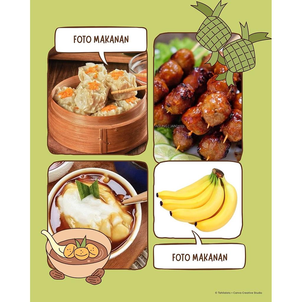 Menu Paket 3 Posyandu - Dimsum Ayam, Sate Bakso Ayam, Bubur Sumsum dan Buah