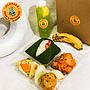 NASI + AYAM ASAM MANIS + PERKEDEL + CAPCAI + PISANG + ES TIMUN